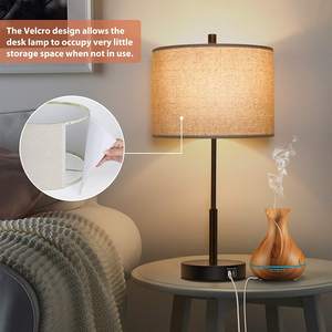 Juego de 2 lámparas de mesa altas con Control táctil, mesita de noche moderna con 2 puertos USB, para habitación, Hotel - Product Image 5