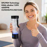 Botol Air Hidrogen Alkali pH 7.5 4000PPB Teknologi SPE PEM Ionizer Air Hidrogen Portabel Konsentrasi Tinggi H2 Mobil