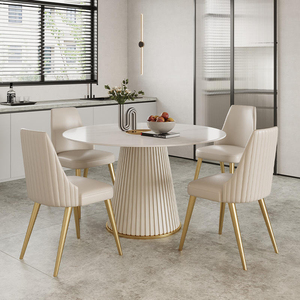 Ensemble de table et chaises de <span class=keywords><strong>salle</strong></span> à <span class=keywords><strong>manger</strong></span> rondes, modernes, minimalistes, convertibles et réglables, de luxe, pour petits appartements, durables et écologiques - Product Image 2