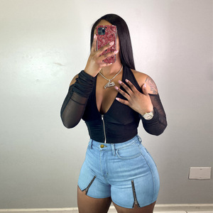 Femme Nouveau Stylish <span class=keywords><strong>Short</strong></span> <span class=keywords><strong>Jeans</strong></span> Plus Size Shorts With Zippers Fashion Slim and High Waist Denim Summer Men Casual Adults Medium - Product Image 6