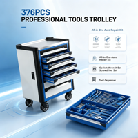 Ensemble d'outils de réparation automobile de 376 pièces, chariot à outils à 7 tiroirs avec outils à main complets pour la réparation automobile, entièrement en acier