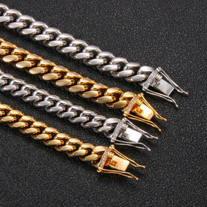 Wholesale 18K PVD Gold Plated Stainless Steel Miami Cuban Link <b>Chain</b> Necklace <b>Iced</b> <b>Out</b> | Heavy Hip Hop Style Jewelry for Men - Product Image 4