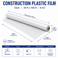Rouleau de film plastique en polyéthylène basse densité pour barrière vapeur, destiné aux sous-couches de sols en béton et au contrôle de l'humidité des sous-sols.