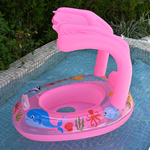 Flotador Inflable ABC para Niños con Toldo 80x60x55cm Diseño de Dibujos Animados para Bebés Uso en Piscina - Product Image 3