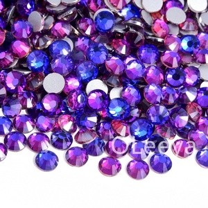 OLeeya Strass en verre à dos plat non thermocollant, couleurs violettes scintillantes, 12 à 16 facettes, pour accessoires vestimentaires, meilleures ventes - Product Image 2