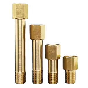 Long Connector Nipple Pipe Fitting <b>Adapter</b> 1/8" 1/4" 3/8" 1/2" BSP Male Female Thread Polished Brass Flexible High Pressure - Product Image 1