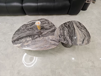 Table basse triangulaire haut de gamme en acier inoxydable et marbre naturel, style minimaliste italien, luxe léger et moderne