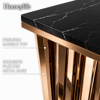 Table console en métal de luxe avec plateau en marbre, table moderne pour entrée, couloir, hôtel, villa, salon