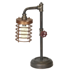 Lampada da Tavolo in Metallo con Gabbia in Rame, Stile Industriale, per Camera da Letto e Soggiorno - Product Image 2