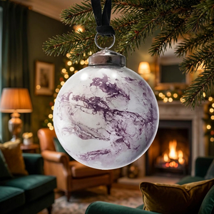 <b>Purple</b> Marble <b>Christmas</b> Ball Ornament Hanging Tree <b>Decoration</b> Holiday Home Decor - Product Image 2
