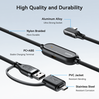 Kabel VR Link Kepang AMVR 5M, Kabel Pengisian Cepat & Data USB 3.0 untuk Quest/PICO, Desain Tahan Sobek dan Awet
