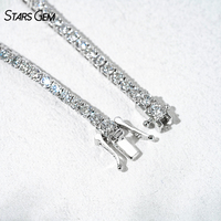 Bracelet tennis unisexe tendance Starsgem, diamant de laboratoire rond brillant de 3,65 ct, 2,4 mm, or blanc 18 carats plaqué rhodium