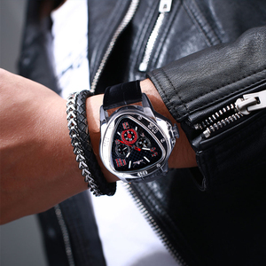 Jaragar Sport Racing Design geometrico triangolo pilota orologio da uomo meccanico in vera pelle orologio da polso automatico di lusso delle migliori marche - Product Image 5