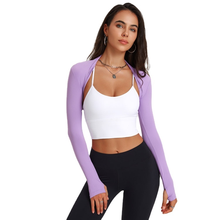 New Women Long Sleeve Open Front Soft Dance Yoga Shawl Comfort Quick Dry Crop Yoga T Shirt