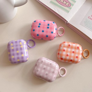 Funda Kawaii para Airpods 1/2/3/4 con Diseño a Cuadros y Puntos, con Anillo para Llavero, Cubierta Protectora para Auriculares, Venta al Por Mayor - Product Image 1