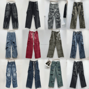 Pantalones de Trabajo para <span class=keywords><strong>Mujer</strong></span>, Gruesos, Retro, de Pierna Recta, con Múltiples Bolsillos, Cintura Media, Talla Grande, Corte Holgado - Product Image 6