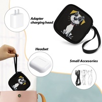 Sac Organisateur Portable à Motif Chien de Dessin Animé Mignon, Mini Pochette Bandoulière pour Rangement d'Accessoires, Câbles et Chargeurs d'Écouteurs