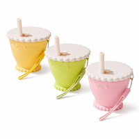 Gobelet à collation pliable en silicone 255 ml avec couvercle et paille, récipient de voyage réutilisable avec anse de transport, compatible lave-vaisselle et micro-ondes