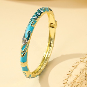 New Chinese-style Retro Crown Bracelet Enamel <b>Painting</b> Simple Style Jewelry Wholesale Oil-drip Alloy Bracelet for Women - Product Image 2