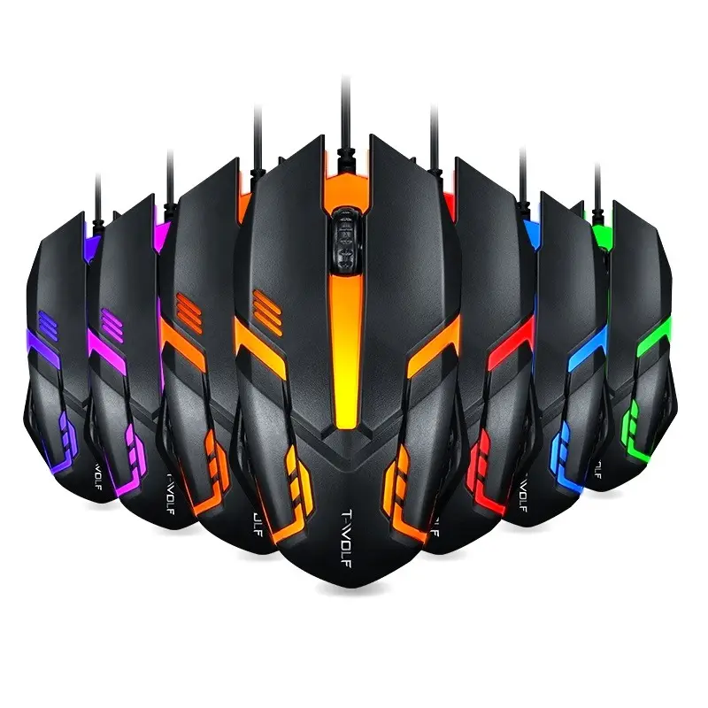 Mouse game ergonomis, baru dengan kabel lampu LED, Mouse Gamer, USB bercahaya, untuk komputer, Desktop, PC, Laptop