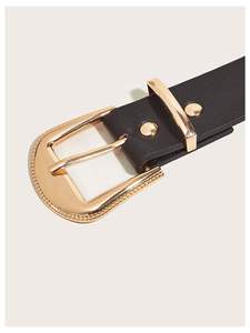 <span class=keywords><strong>Ceinture</strong></span> en cuir véritable personnalisée de marque haut de gamme pour femmes, avec double rangée de rivets ronds dorés et boucle à ardillon <span class=keywords><strong>dorée</strong></span> - Product Image 3