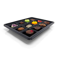 Barquette carrée en blister biodégradable de qualité alimentaire PET personnalisable et recyclable pour chocolaterie, insert pour viande et fruits