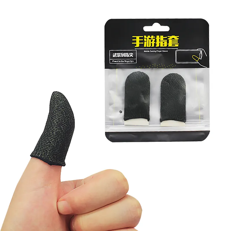 Quality mobile game carbon silver fiber anti-skid thumb finger sleeves joystick screen touching finger glove for PUBG Gaming