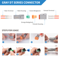 JRready Deutsch serie DT conector de 2 pines DT04-2P DT06-2S 1set Deutsch DT gris Kit de conector Droken clave Extractor Kit
