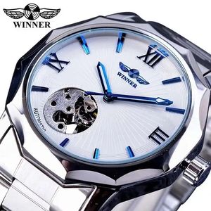 Montres automatiques mécaniques WINNER 312 <span class=keywords><strong>pour</strong></span> hommes, bracelet en acier inoxydable, affichage de la date, <span class=keywords><strong>montre</strong></span>-bracelet OEM - Product Image 4