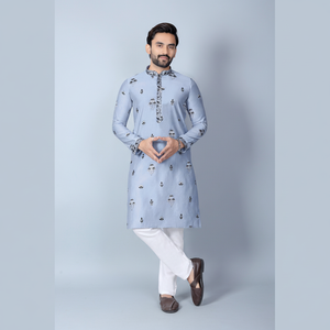 Ensemble Kurta en soie Chanderi solide de style 'Salman' élégant pour les fêtes et les festivals - Product Image 1