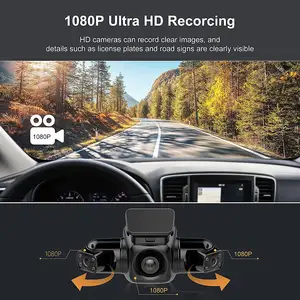 4 Kamera 1080P + 1080P + 1080P Auto-DVR WLAN GPS Logger Nachtsicht Doppel linse Dashcam mit Rückblick linse 3 Kanal Auto-Camcorder