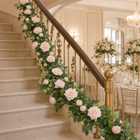 Guirlande de roses artificielles en soie de 6,5 pieds pour la décoration de mariage, d'escaliers, de portes et de jardins - Vente en gros
