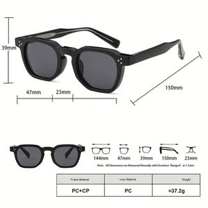 Lunettes de soleil polygonales rétro personnalisées avec logo, unisexes, en TR90, protection UV400, motif léopard, en acétate CP, pour hommes et femmes - Product Image 5