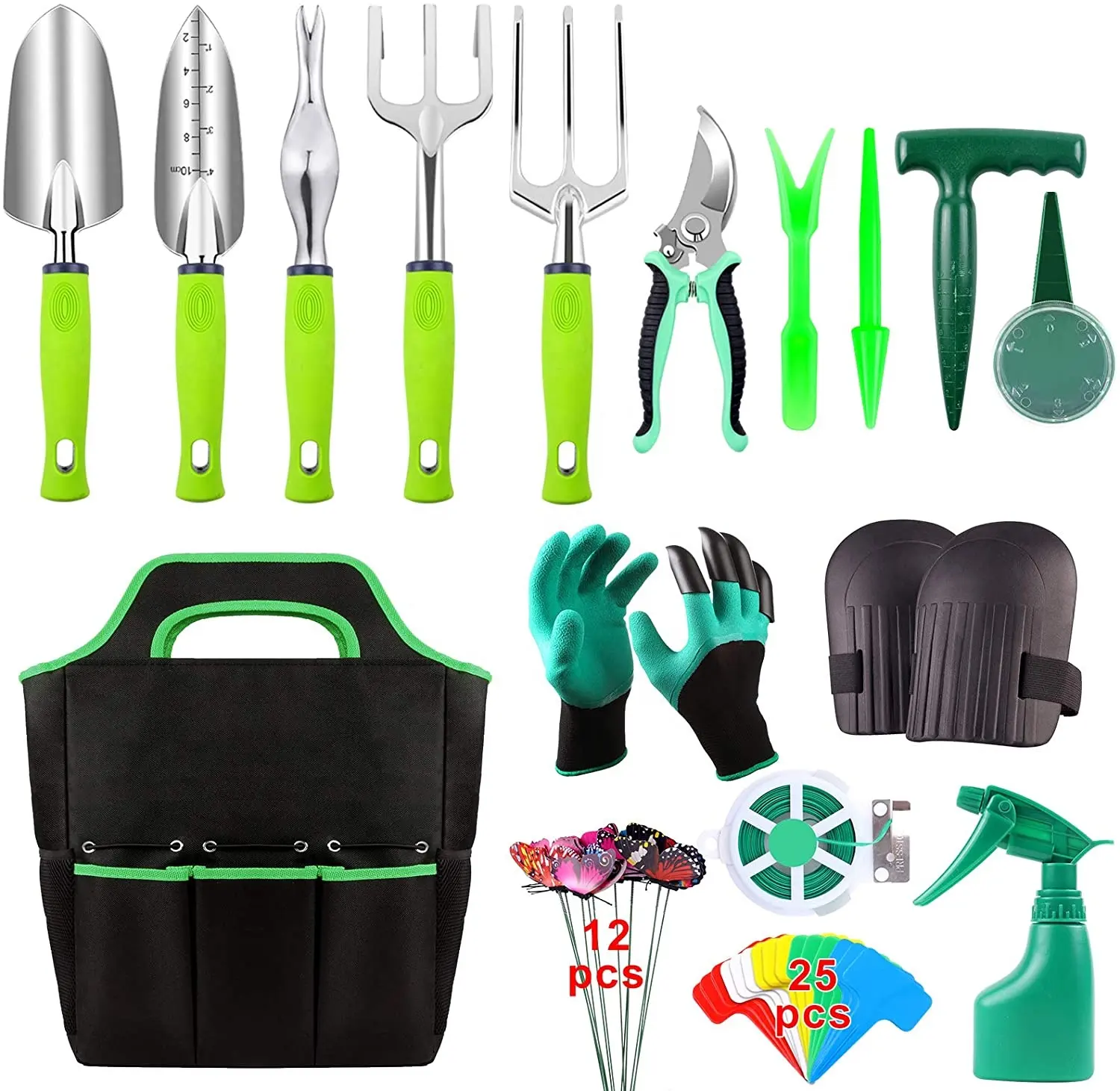 Wejump Heavy Duty Gardening Tools with Non-slip Rubber Handle, Durable Storage Tote Bag, Pruning Shears Garden Tools Kits