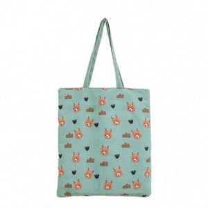 Sacs fourre-tout promotionnels en toile de coton réutilisables, imprimés vert recto-verso par sublimation, avec logo personnalisé - Product Image 1