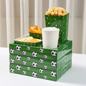 Kit de fournitures pour fête de football vert avec plateaux à collation en papier, boîtes à popcorn et porte-sucreries pour la décoration de la fête de visionnage du match et les cadeaux - Product Image 3