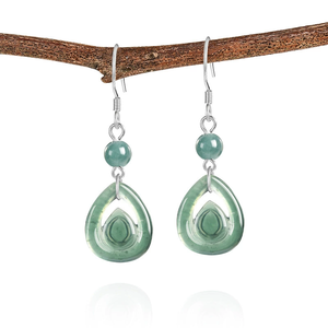 Natural genuine A-grade jade <b>blue</b> waterdrop <b>earrings</b> made of 925 silver and ice-grade jade featuring a unique design for women - Product Image 1