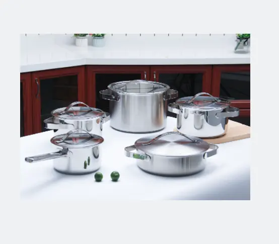 Impact Bonding Bottom Wholesale 5 pcs Stainless Steel Kitchen Pots and Pans Cookware Sets