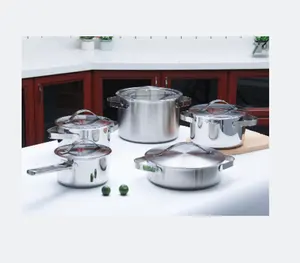 インパクトボンディングボトム卸売5個ステンレス鋼キッチン鍋とフライパン調理器具セット