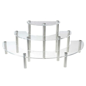 Bolo <span class=keywords><strong>Display</strong></span> Stand Sobremesa Casamento Snack <span class=keywords><strong>Rack</strong></span> Cupcake Titular Semicircular Festa Transparente Servir Platter Acrílico 3 Tiers - Product Image 1