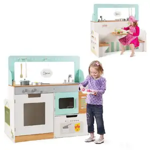 Mainan Peralatan Rumah Anak-anak Kayu Kualitas Tinggi 2 In 1 Set Pakaian Dapur untuk Anak Usia Di Atas 3