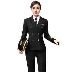 Piloto Uniforme Capitão Uniforme Feminino Avião Piloto Aeromoça Trabalho Ocupacional Terra Uniforme - Product Image 6