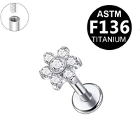 Boucles d'oreilles clous en titane G23 ASTM F136 à filetage interne, bijoux de corps unisexe de luxe léger pour piercing au cartilage, vente en gros OEM ODM