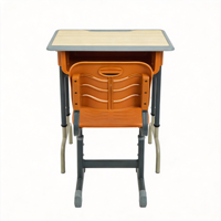Bureau et chaise d'école ergonomiques avec porte-stylo et dossier à crochet, mobilier de classe durable pour les études et les activités de groupe