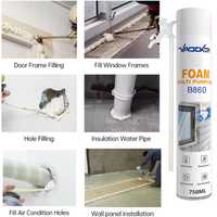Vente flash : Mousse expansive en polyuréthane PU de 750 ml, mousse liquide en polyuréthane, mousse de fixation pour cadre de fenêtre, porte, paquet