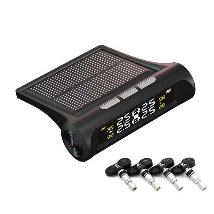 Controlador universal de pressão de pneus tpms, monitoramento de pressão de pneus sem fio, energia solar, sensor de haste de válvula
