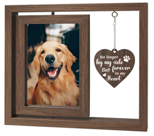 Cadre photo pour animaux de compagnie <span class=keywords><strong>en</strong></span> <span class=keywords><strong>bois</strong></span> moderne double face avec inscription DIY <span class=keywords><strong>en</strong></span> forme de cœur pour chien et chat - Product Image 1