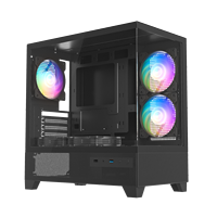 Boîtier de jeu pour PC de taille moyenne avec deux panneaux en verre trempé, vue sur la mer, micro-ATX, boîtier de jeu pour ordinateur de jeu MATX