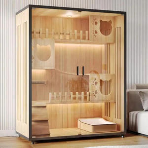 Fabrieksdirecte verkoop kattenvilla grote binnenhouten kattenren multi-functional glazen kattenren woonkamer - Product Image 1