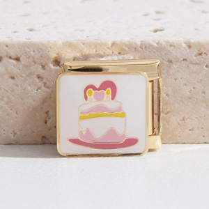 Venta al por mayor de dijes italianos a granel de acero inoxidable que no se deslustran, chapados en oro de 18 quilates, serie Día de la Madre, para pulseras de dijes italianos - Product Image 6